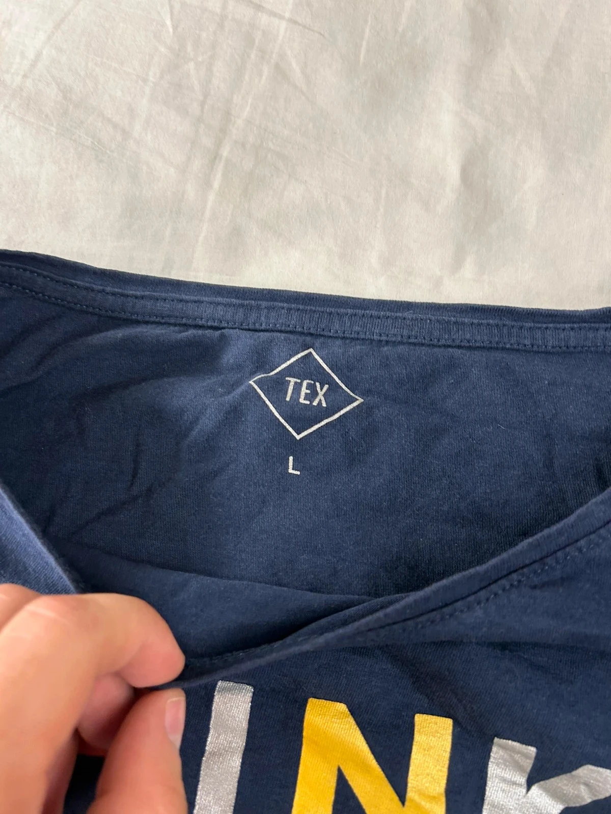 T-shirt tex marineblauw met print maat L – photo 3